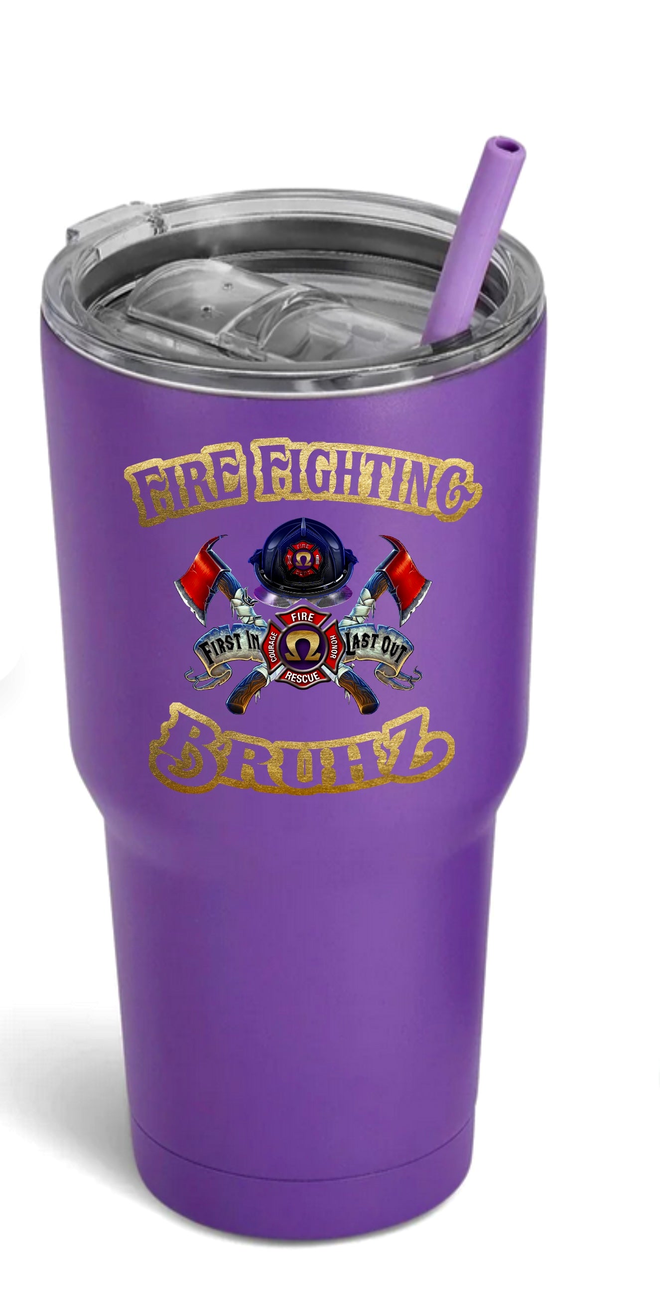 Fire Fighting Bruhz First In Last Out- 30 ozTumbler - Double sided design w. gol image 0