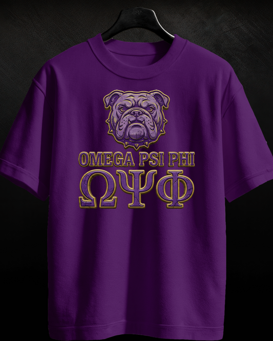 NEW SET IN STONE QUE PSI PHI DAWG OMEGA PSI PHI SHIRT ORIGINAL DESIGN BY WAYMAKER DESIGNS INC.